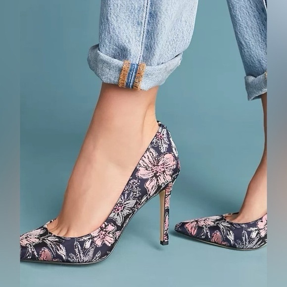 Sam Edelman Hazel Pointed Toe Pumps Floral Navy Size 9 - Picture 2 of 9